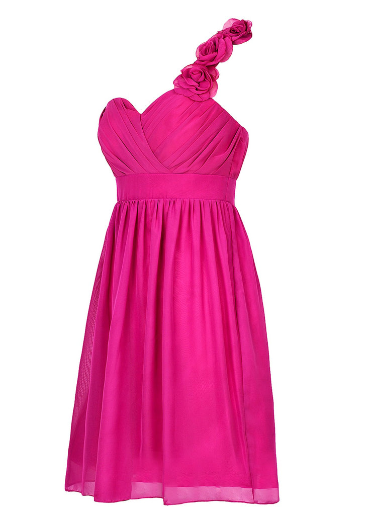 fuchsia bridesmaid dresses short One-shoulder Dress With Flowers – Sassymyprom Pink Train Length:50cm RS-08.21.26 Buy Anthropologie Black Scallop neck bodice