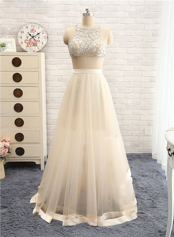 Champagne Sexy Two Piece Prom Dress