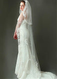 Amazing Tulle Wedding Veil With Lace Appliques