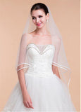 Attractive Tulle Ivory Wedding Veil With Ribbon Edge