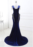 Cap Sleeves Mermaid Evening Dresses With Beadings