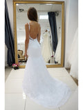 Backless Lace Court Train Mermaid Wedding Dress
