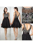 Alluring Tulle & Chiffon Scoop Neckline A-Line Short Homecoming Dresses With Beadings