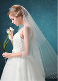 Chic Tulle Ivory Wedding Veil With Beading