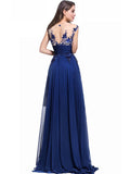 Blue Long Prom Lace Dresses with Sequins
