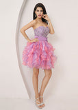 Attractive Organza Sweetheart Neckline Short Ball Gown Homecoming Dresses With Beadings