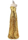 Shimmering Sequin Lace Strapless Neckline A-Line Prom Dresses