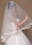 Elegant Tulle Wedding Veil With Lace & Comb