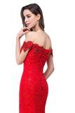 Off Shoulder Lace Long Bridesmaid Maxi Prom Dress