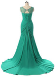 Green Mermaid Evening Dresses With Beadings