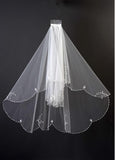 eautiful Ivory Tulle Two-Tier Beading Elbow Wedding Veil With Comb