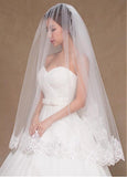 Gorgeoust Tulle Wedding Veil With Sequins Lace & Comb