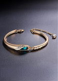 Micro Pave Zirconia Wing with Sky Blue Austrian Crystal Bracelet