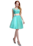 Delicate Tulle Bateau Neckline Knee-length A-line Homecoming Dresses With Beadings