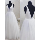 Princess Tulle Ruffles V-neck Sleeveless Floor-Length Wedding Dress