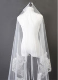 Beautiful Ivory Tulle Cathedral Wedding Veil With Sequin Lace Applique Edge