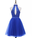 Beading Keyhole Back Homecoming Dress