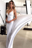 Mermaid Spaghetti Straps Satin Appliques Sleeveless Wedding Dress