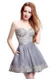 Marvelous Tulle & Organza Sweetheart Neckline Short-length A-line Homecoming Dresses With Pocket