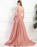 Attachable Train Long Sleeves Mermaid Prom Dress