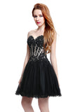 Alluring Tulle Sweetheart Neckline Short-length A-line Homecoming Dresses With Hot Fix Rhinestone