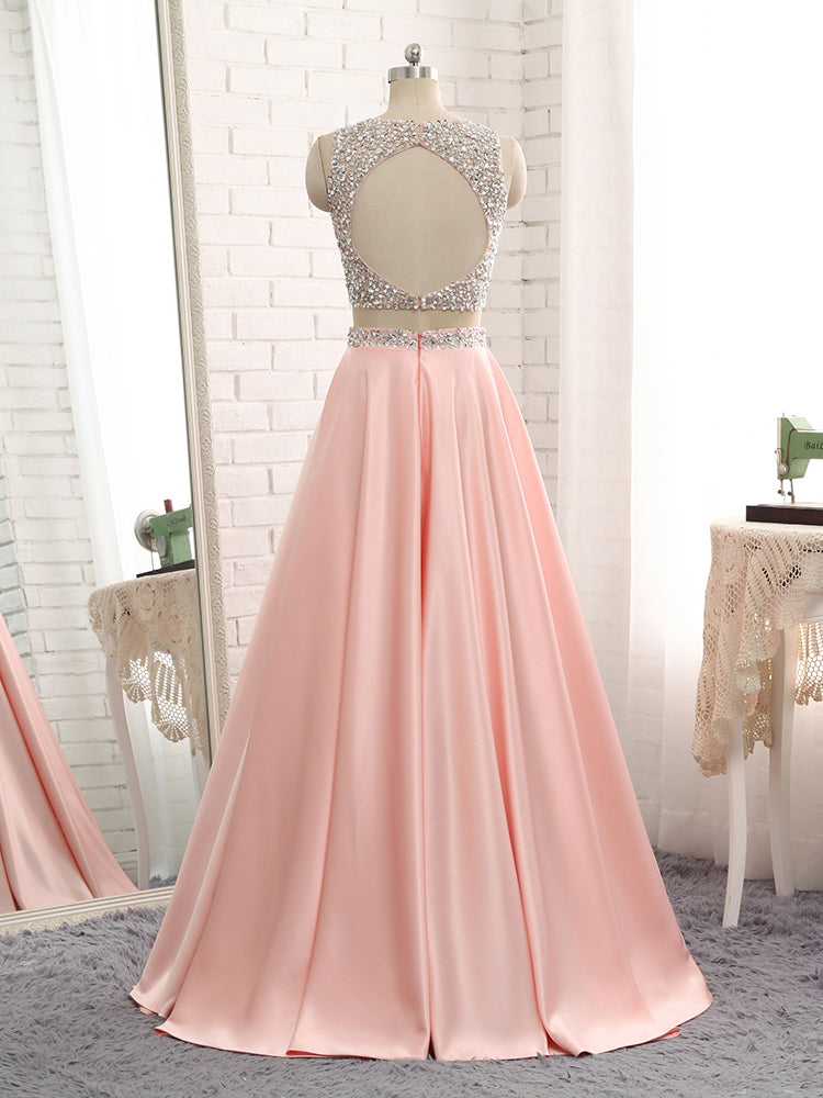 Popular dark pink two pieces sparkly Bohemian lovely prom gowns dress,BD00102