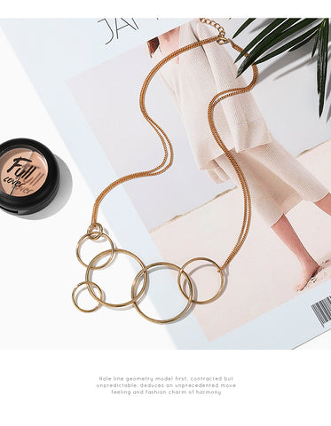 Unique Gold Circles Necklace