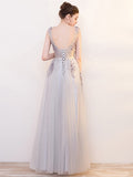 Lace Pearls Sashes Sleeveless Floor-Length Evening Dress