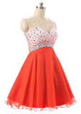 Energetic Chiffon One-shoulder Neckline A-Line Short Homecoming Dresses With Beads & Rhinestones