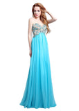 Chic Tulle & chiffon Sweetheart Neckline Full-length A-line Neckline Prom Dresses With Beadings