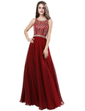 Long Chiffon Mint Beading Prom Dress