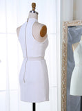White Satin Bodycon High Neck Short  Homecoming Dress