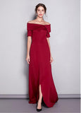 Elegant Off-the-shoulder Red A-line Evening Dress