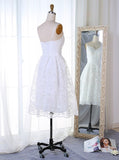 White Lace Spaghetti Straps Short Homecoming Dress