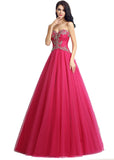 Amazing Tulle Sweetheart Neckline Full-length A-line Prom Dresses With Beadings