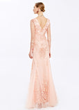 Marvelous Tulle V-neck Neckline Sheath Evening Dresses With Embroidery
