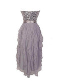 Chic Sequin Lace & Stretch Satin & Chiffon Sweetheart Neckline Hi-lo A-line Homecoming Dress