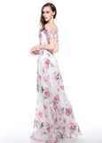 Delicate Organza Allover Off-the-shoulder Neckline Floral A-line Prom Dress