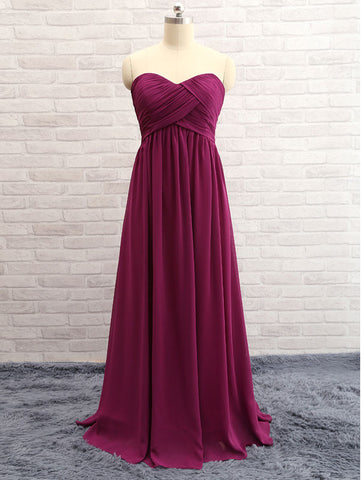 A-line Princess Sweetheart Simple Sleeveless Open-back Prom Dress