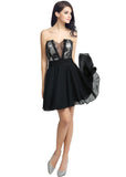 Exquisite Chiffon & Lace Sweetheart Neckline See-through Short-length A-line Cocktail Dresses