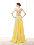 Spaghetti Straps Chiffon Two Piece Prom Dress
