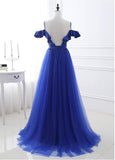 Spaghetti Straps Backless Prom Dresses With Beadings