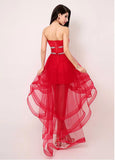 Red Exquisite Silk-like Tulle Sweetheart Neckline Hi-lo A-line Prom Dresses