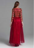 Charming Tulle Bateau Red Long A-line Prom Dress