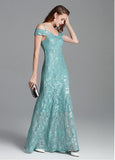 Lace Spaghetti Straps Sequins Mermaid Evening Dress