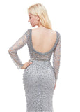 Lace Bateau Neckline Long Mermaid Formal Dress