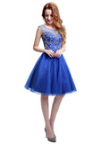 Delicate Tulle Scoop Neckline Knee-length A-line Homecoming Dresses With Beadings