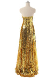 Shimmering Sequin Lace Strapless Neckline A-Line Prom Dresses