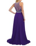 Red Chiffon Beads Prom Dress