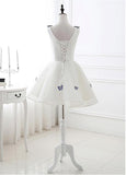 Real Photo Tulle V-neck Neckline Short Length A-line Homecoming dresses With Embroidery Butterfly